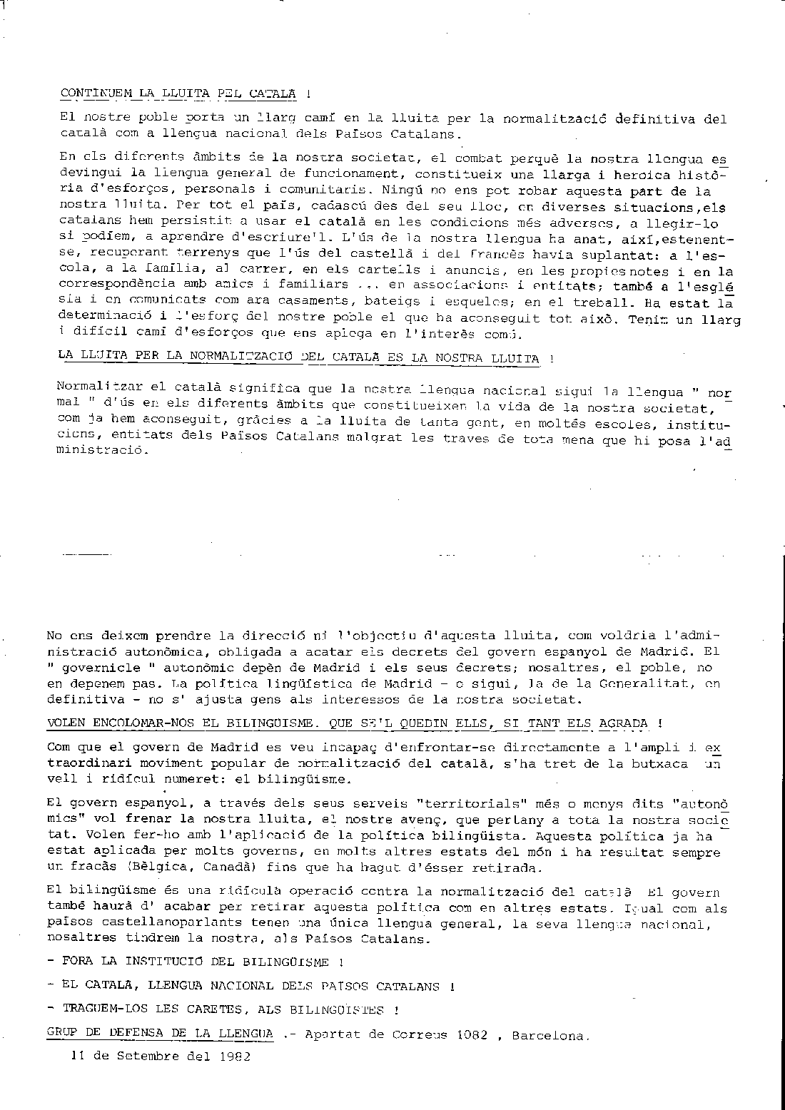 Continuem la lluita pel català!